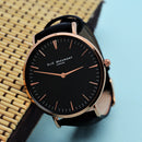 Modern Ladies Vintage Personalised Leather Watch in Black