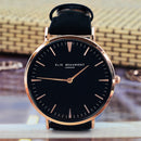 Modern Ladies Vintage Personalised Leather Watch in Black