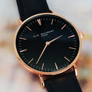Modern Ladies Vintage Personalised Leather Watch in Black