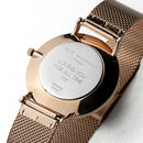 Personalised Ladies Rose Gold Mesh Strapped Watch With Black Dial