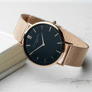 Personalised Ladies Rose Gold Mesh Strapped Watch With Black Dial