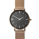 Personalised Ladies Rose Gold Mesh Strapped Watch With Black Dial