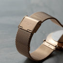 Personalised Ladies Rose Gold Mesh Strapped Watch With White Dial