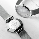 Personalised Ladies Metallic Mesh Strapped Watch With White Dial