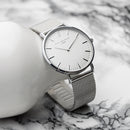 Personalised Ladies Metallic Mesh Strapped Watch With White Dial