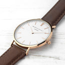 Men's Modern-Vintage Personalised Leather Watch In Brown