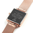 Personalised Ladies Rose Gold Metallic Square Watch