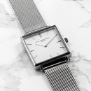 Personalised Ladies Silver Metallic Square Watch