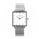 Personalised Ladies Silver Metallic Square Watch