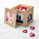 30 Days of Kisses - Personalised Oak Photo Cube & Belgian Chocolate Hearts