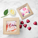 30 Days of Kisses - Personalised Oak Photo Cube & Belgian Chocolate Hearts