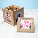 30 Days of Kisses - Personalised Oak Photo Cube & Belgian Chocolate Hearts