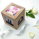 30 Days of Kisses - Personalised Oak Photo Cube & Belgian Chocolate Hearts
