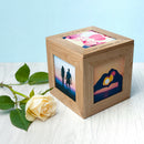 30 Days of Kisses - Personalised Oak Photo Cube & Belgian Chocolate Hearts