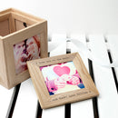 30 Days of Kisses - Personalised Oak Photo Cube & Belgian Chocolate Hearts