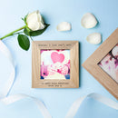 30 Days of Kisses - Personalised Oak Photo Cube & Belgian Chocolate Hearts