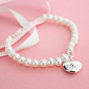Personalised Pearl Bracelet With Heart Charm