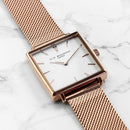 Personalised Ladies Rose Gold Metallic Square Watch