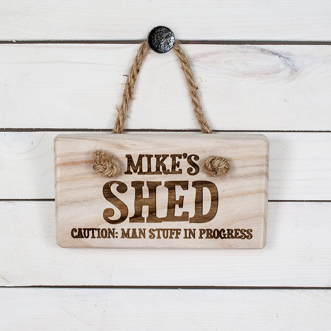 CAUTION: MAN STUFF Personalised Wooden Sign