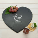 Classic Couples' Heart Slate Personalised Cheese Board