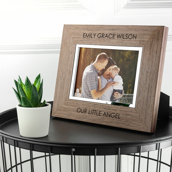 Contemporary Walnut Engraved Photo Frame