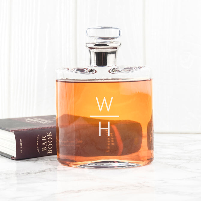 Premium Monogrammed Platinum Necked Whiskey Decanter