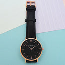 Modern Ladies Vintage Personalised Leather Watch in Black