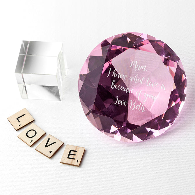 Personalised Pink Diamond Paperweight