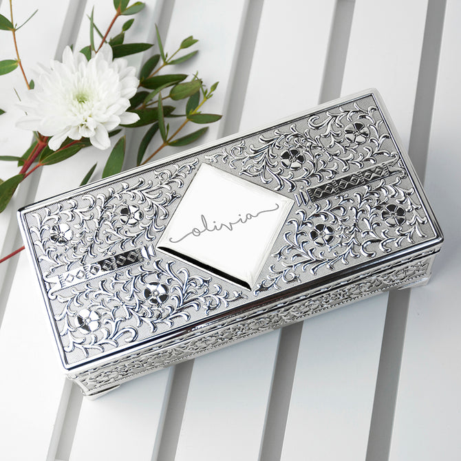 Personalised Silver Trinket Jewellery Box