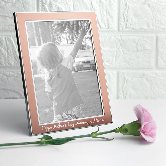 Personalised Medium Rose Gold Metal Photo Frame