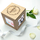 Personalised Wreath Mother's Day Oak Photo Cube