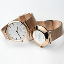 Personalised Ladies Rose Gold Mesh Strapped Watch With White Dial