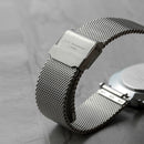 Personalised Ladies Metallic Mesh Strapped Watch With White Dial