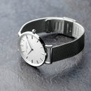 Personalised Ladies Metallic Mesh Strapped Watch With White Dial