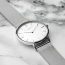 Personalised Ladies Metallic Mesh Strapped Watch With White Dial