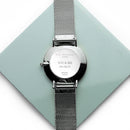 Personalised Ladies Metallic Mesh Strapped Watch With White Dial