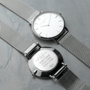 Personalised Ladies Metallic Mesh Strapped Watch With White Dial