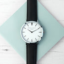 Men's Modern-Vintage Personalised Leather Watch In Black