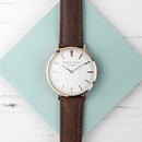 Men's Modern-Vintage Personalised Leather Watch In Brown
