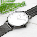 Personalised Men's Metallic Charcoal Grey Watch