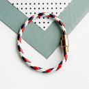 Personalised Men's Nautical Leather Bracelet With Gold Clasp