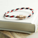 Personalised Men's Nautical Leather Bracelet With Gold Clasp