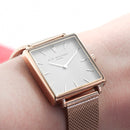 Personalised Ladies Rose Gold Metallic Square Watch