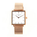 Personalised Ladies Rose Gold Metallic Square Watch