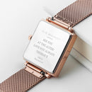 Personalised Ladies Rose Gold Metallic Square Watch