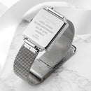 Personalised Ladies Silver Metallic Square Watch