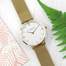 Personalised Ladies Yellow Gold Mesh Strapped Watch