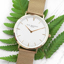 Personalised Ladies Yellow Gold Mesh Strapped Watch