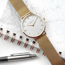 Personalised Ladies Yellow Gold Mesh Strapped Watch