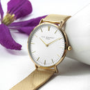 Personalised Ladies Yellow Gold Mesh Strapped Watch